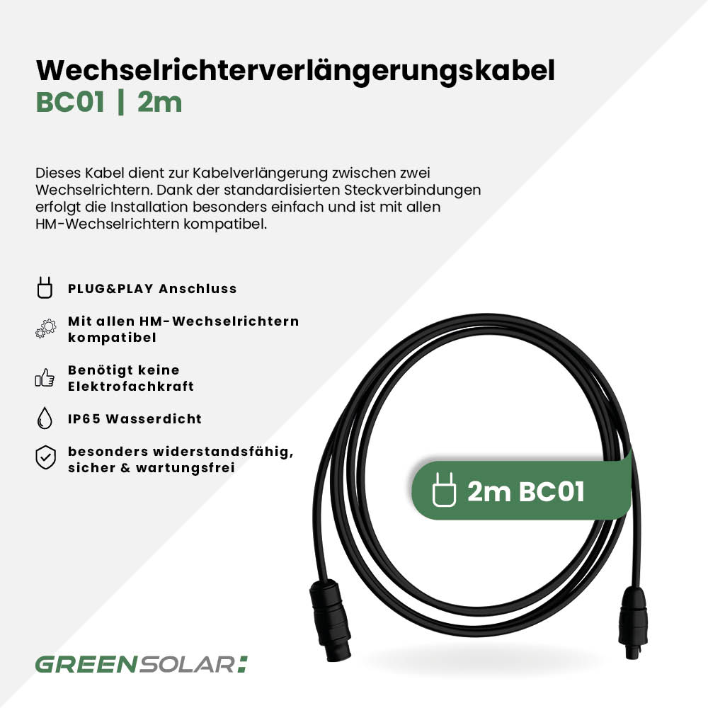Wechselrichterverbindungskabel 2m für Hoymiles – Bild 2
