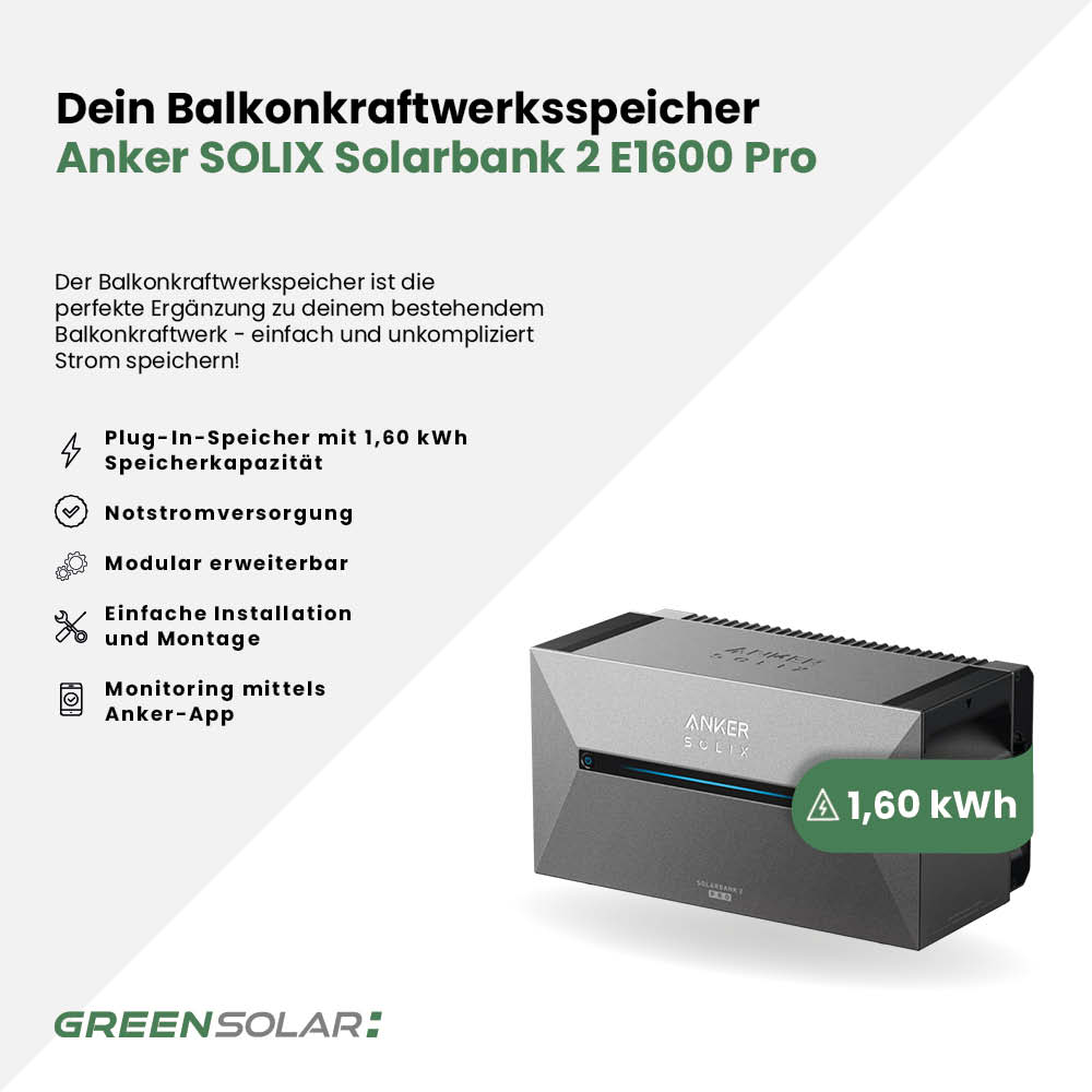 Balkonkraftwerkspeicher 1,60kWh "Anker SOLIX Solarbank 2 E1600 Pro" – Bild 2