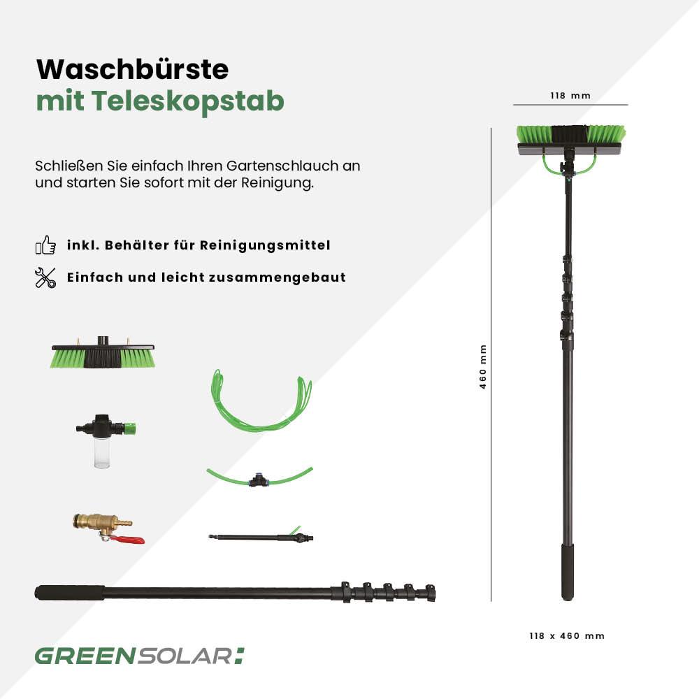 Waschbürste mit Teleskopstab 4,6m inkl. Nano-Molekularer Photovoltaikreiniger 1 lt. - 5% Verdünnung – Bild 4