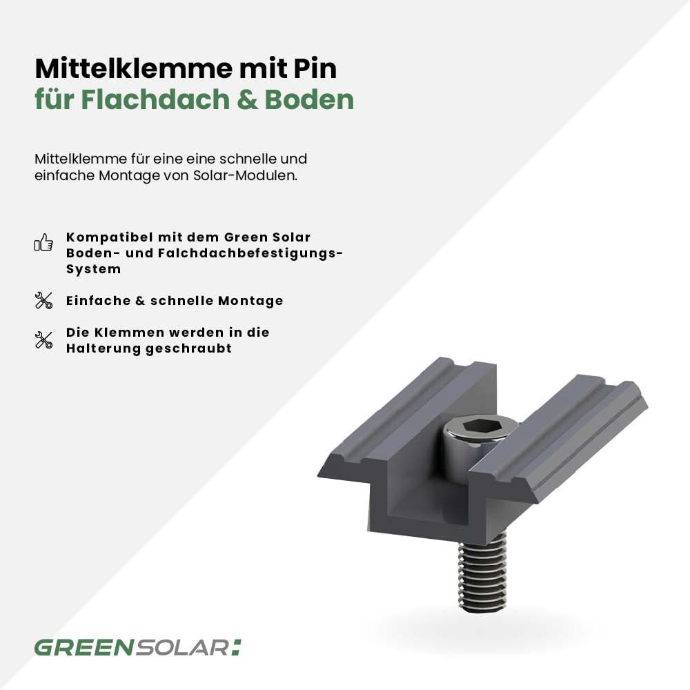 Mittelklemme mit Pin für Flachdach und Boden – Bild 2