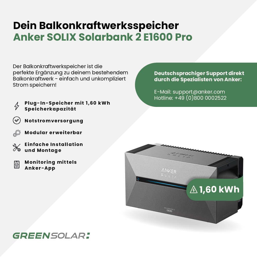 Balkonkraftwerkspeicher 1,60kWh "Anker SOLIX Solarbank 2 E1600 Pro" – Bild 2