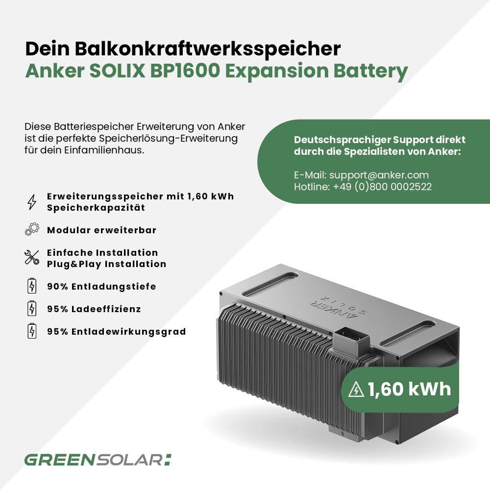 Balkonkraftwerkspeicher Erweiterung 1,60kWh "Anker SOLIX BP1600 Expansion Battery" – Bild 2