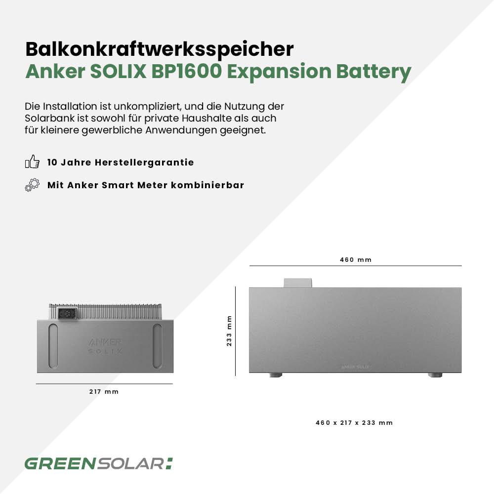 Balkonkraftwerkspeicher Erweiterung 1,60kWh "Anker SOLIX BP1600 Expansion Battery" – Bild 3