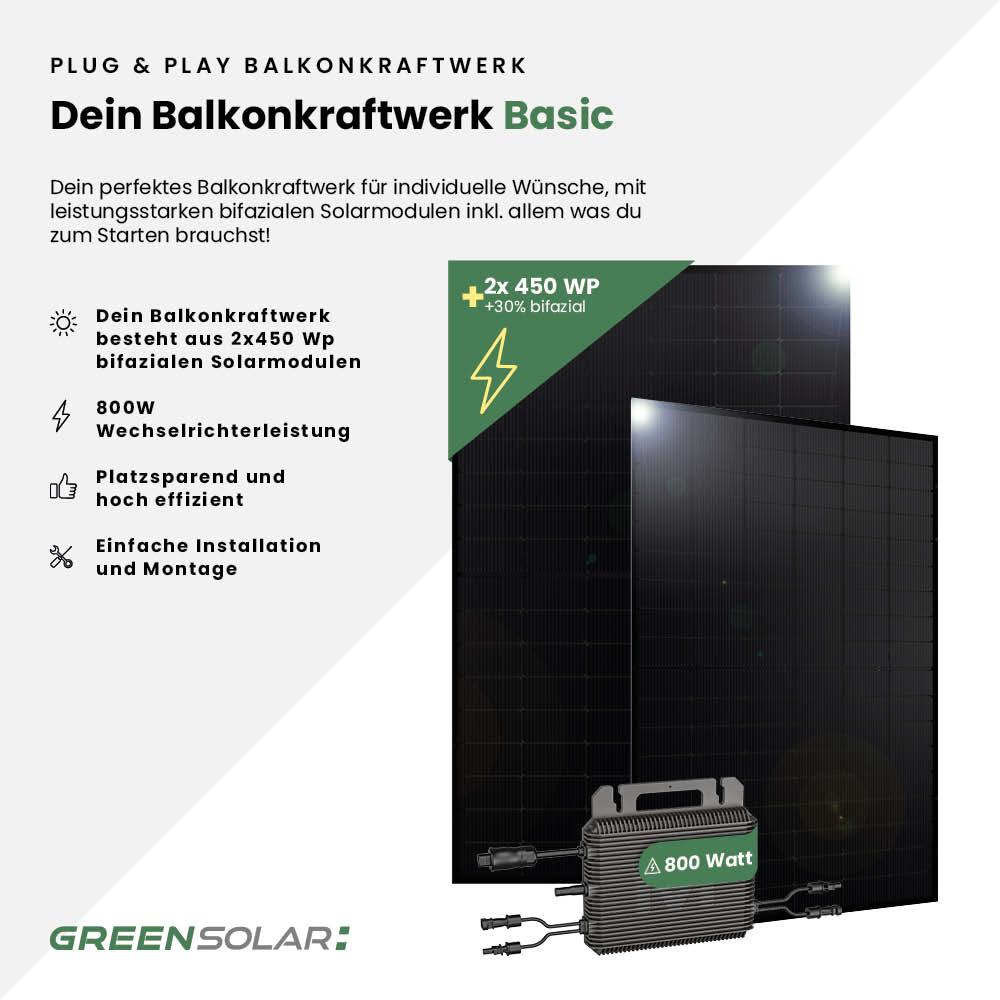 Balkonkraftwerk Basic 900/800 black bifazial – Bild 2