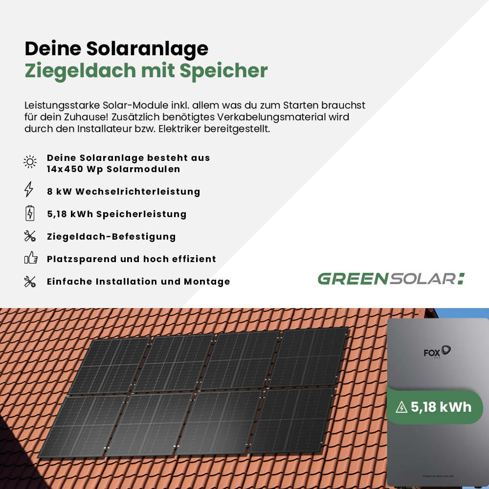 Solaranlage Ziegeldach 6kWp mit Speicher 5,18kWh – Bild 2