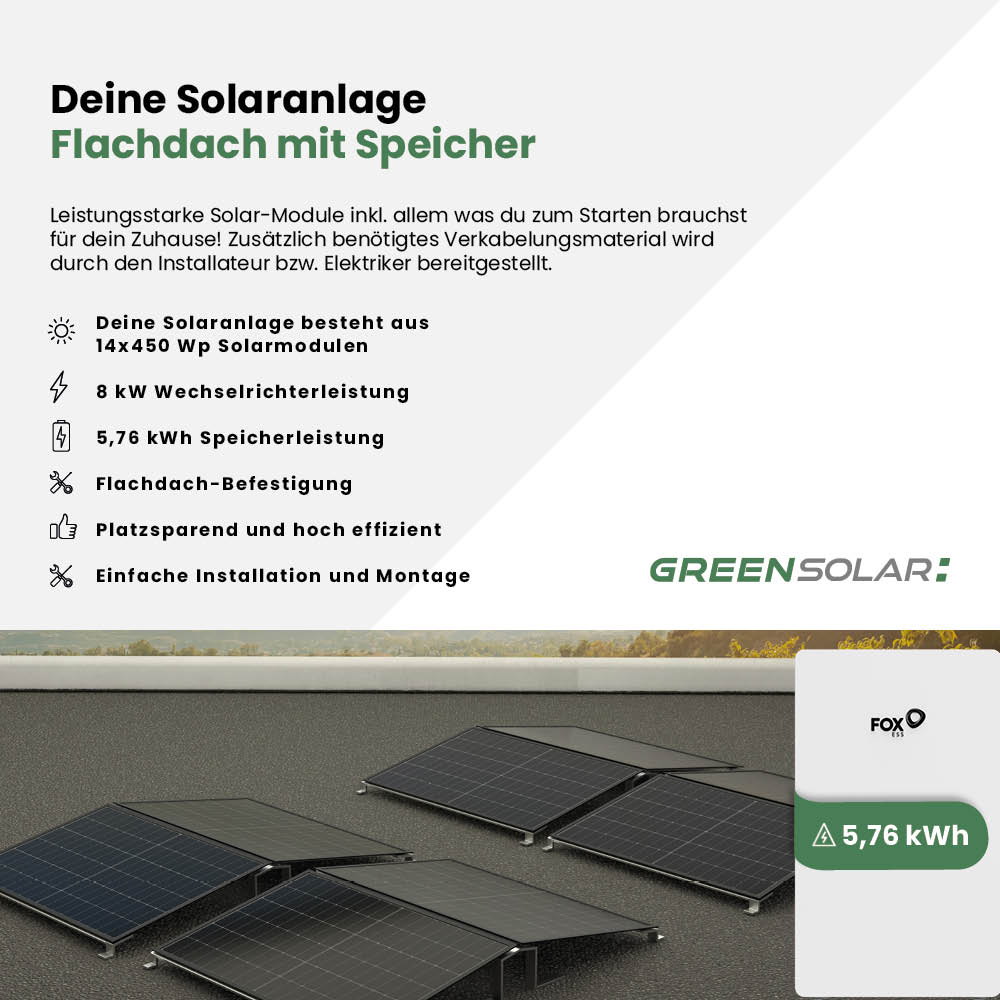 Solaranlage Flachdach 6kWp mit Speicher 5,76 kWh – Bild 2