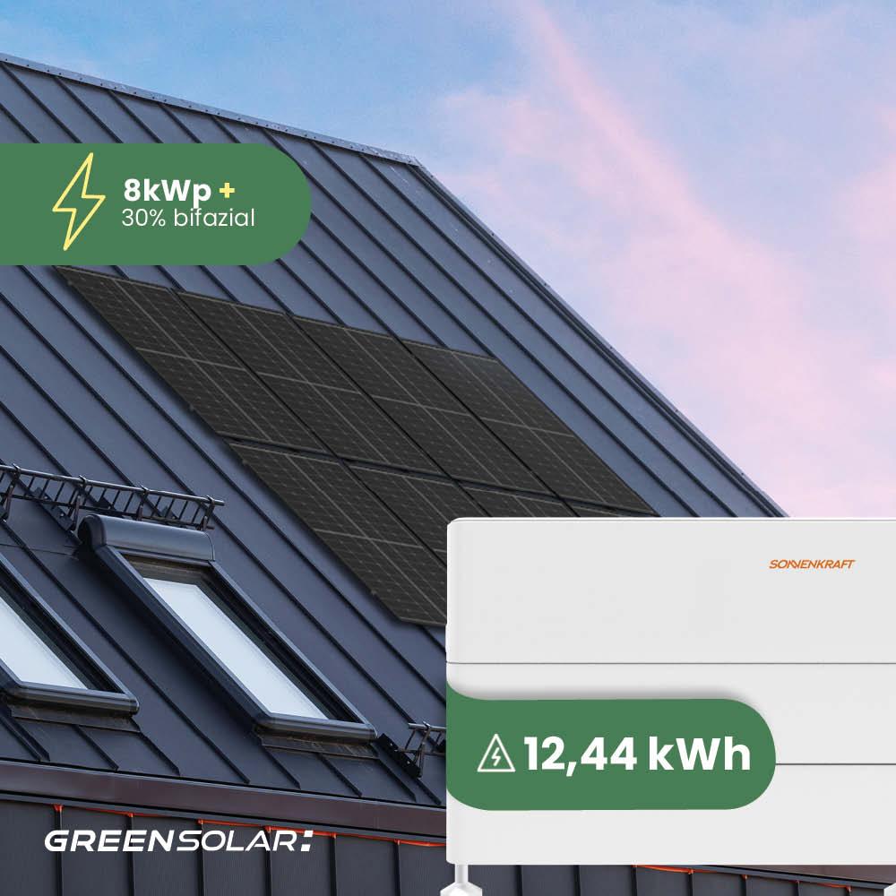 Solaranlage Universaldach 8kWp mit Speicher 12,44kWh