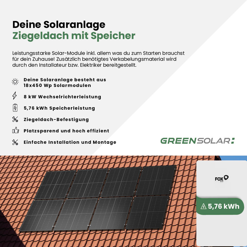 Solaranlage Ziegeldach 8kWp mit Speicher 5,76 kWh – Bild 2