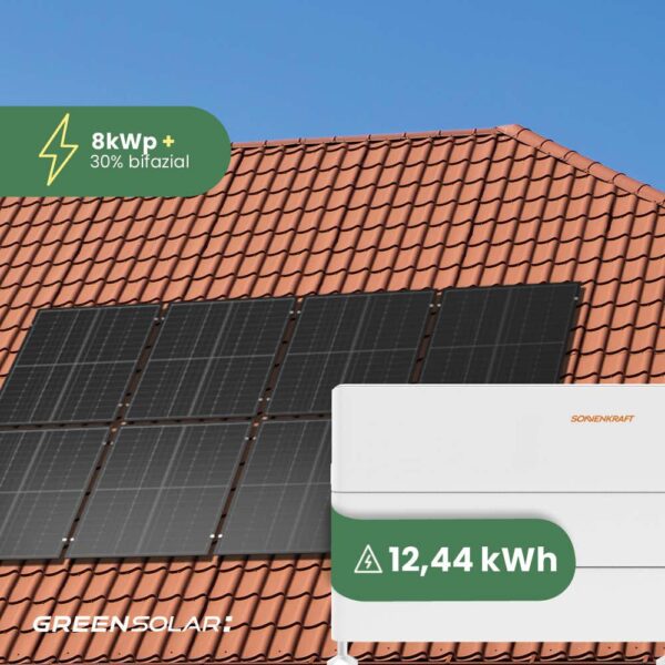 Solaranlage Ziegeldach 8kWp mit Speicher 12,44kWh