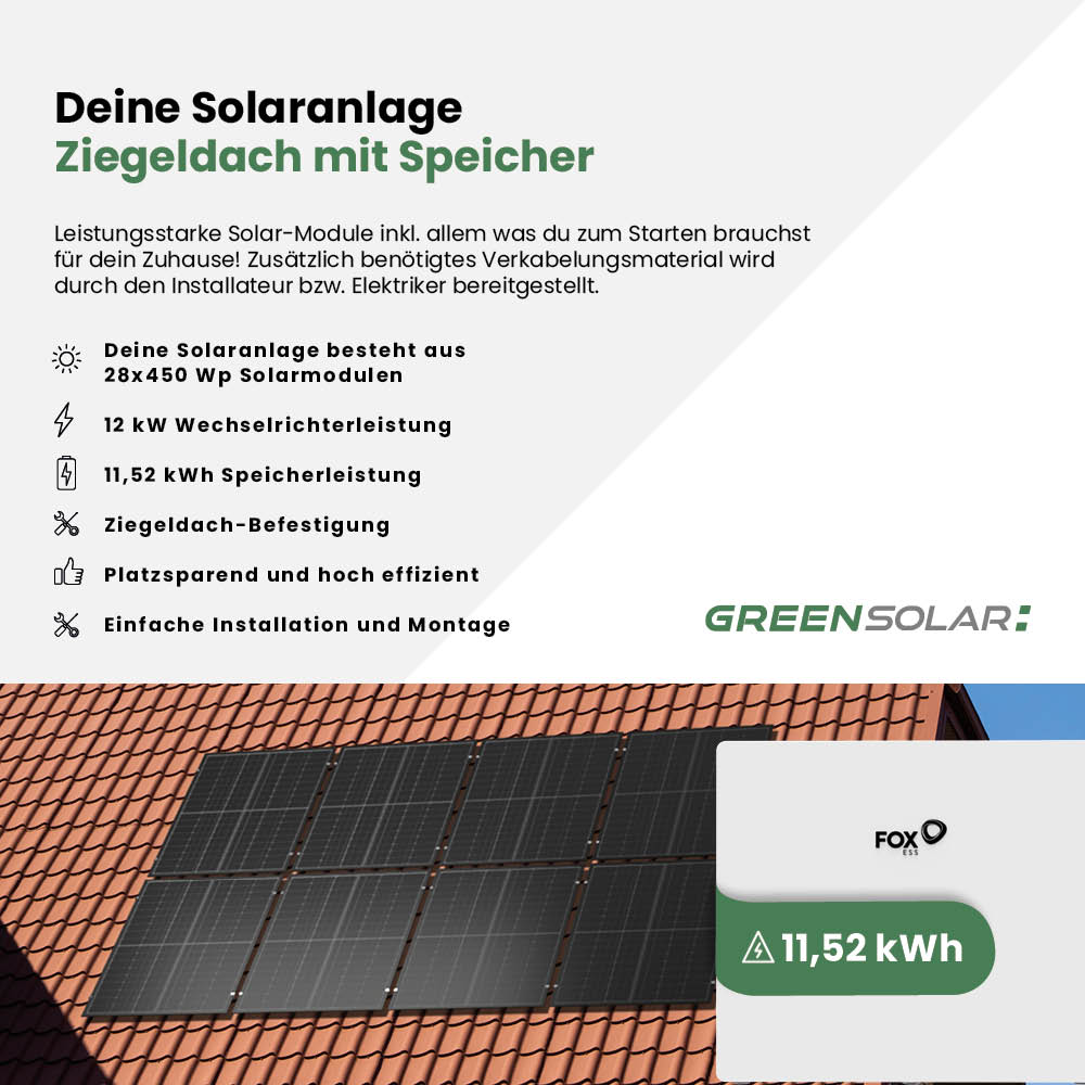 Solaranlage Ziegeldach 12kWp mit Speicher 11,52 kWh – Bild 2