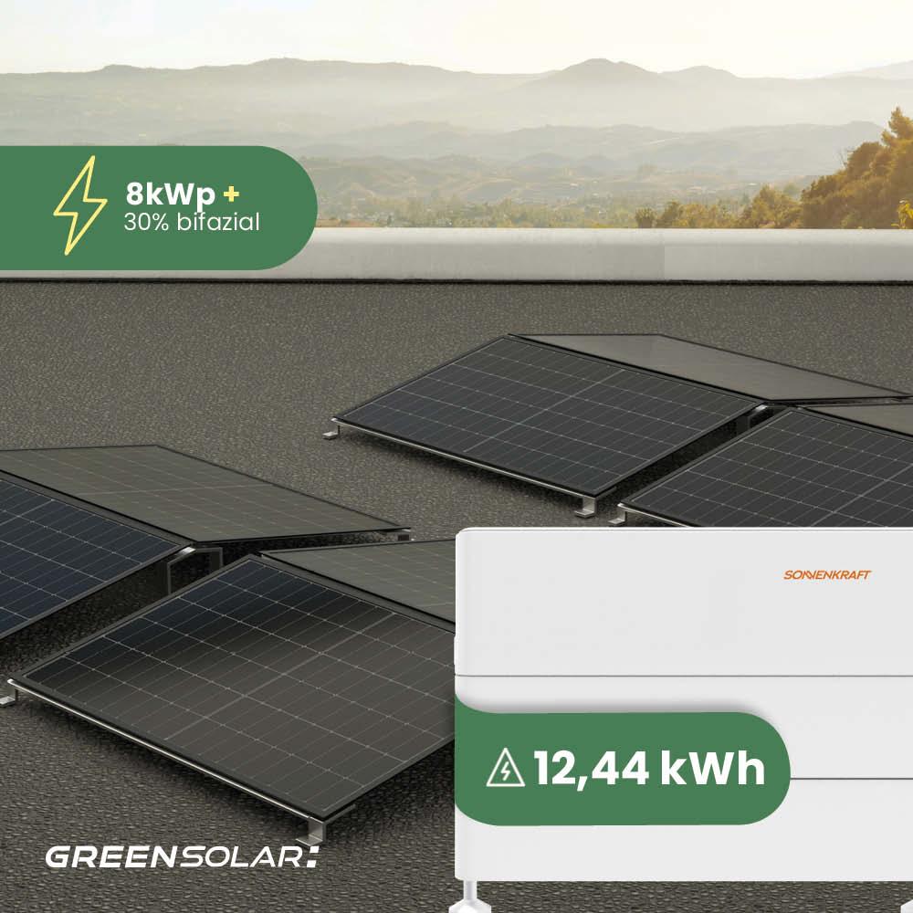 Solaranlage Flachdach 8kWp mit Speicher 12,44kWh