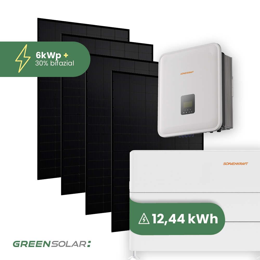 Solaranlage 6kWp mit Speicher 12,44kWh ohne Halterung