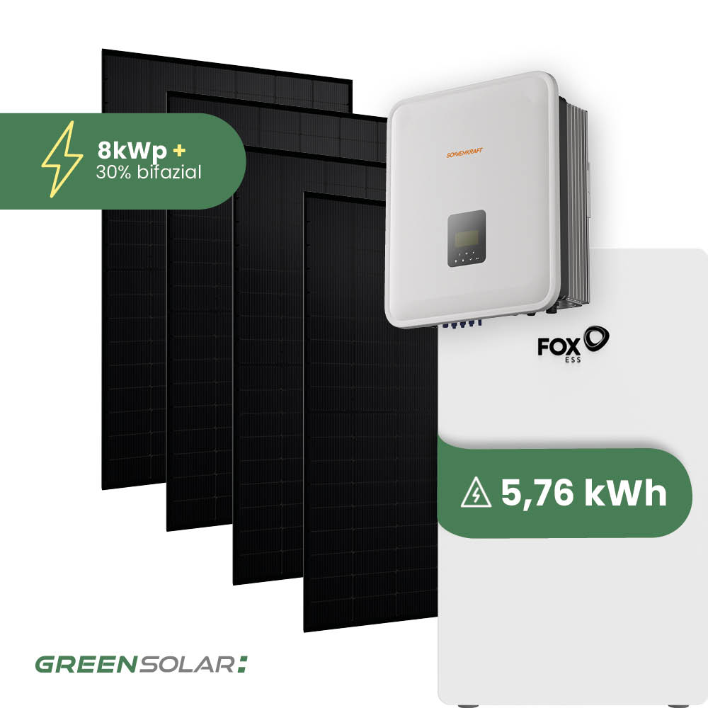 Solaranlage 8kWp mit Speicher 5,76 kWh ohne Halterung