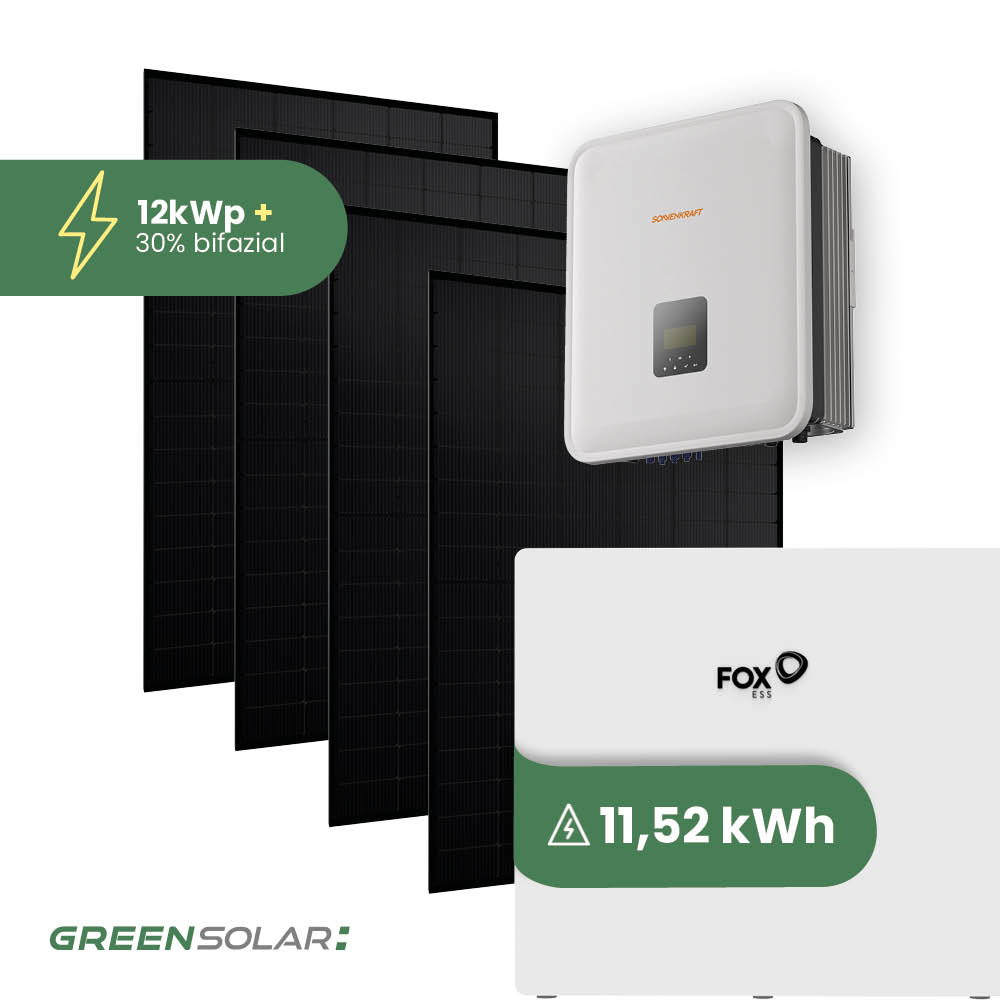 Solaranlage 12kWp mit Speicher 11,52 kWh ohne Halterung