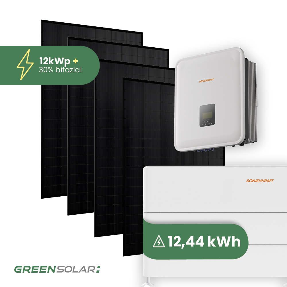 Solaranlage 12kWp mit Speicher 12,44kWh ohne Halterung