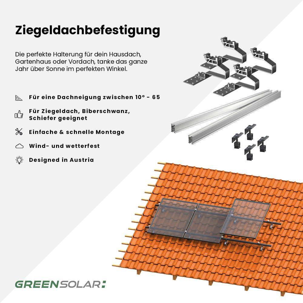 Ziegeldachbefestigung Grundset mit Trageschienen für 1 Modul – Bild 2