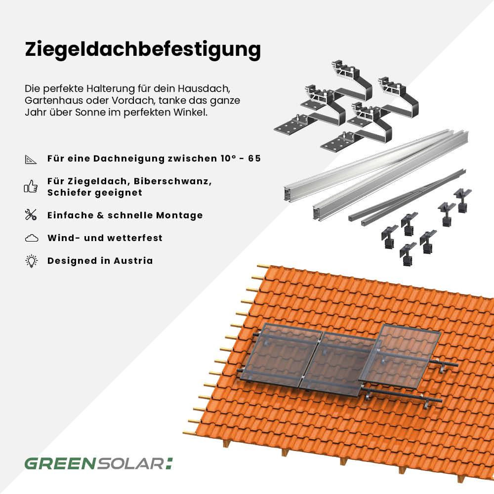 Ziegeldachbefestigung 2 x Grundset und 2 x Erweiterung für insgesamt 4 Module – Bild 2