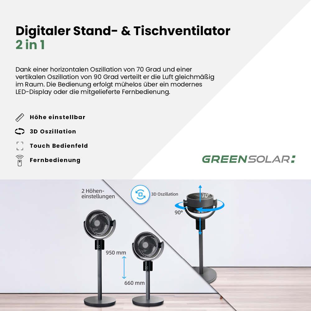 Digitaler Stand- und Tischventilator 2in1 – Bild 3