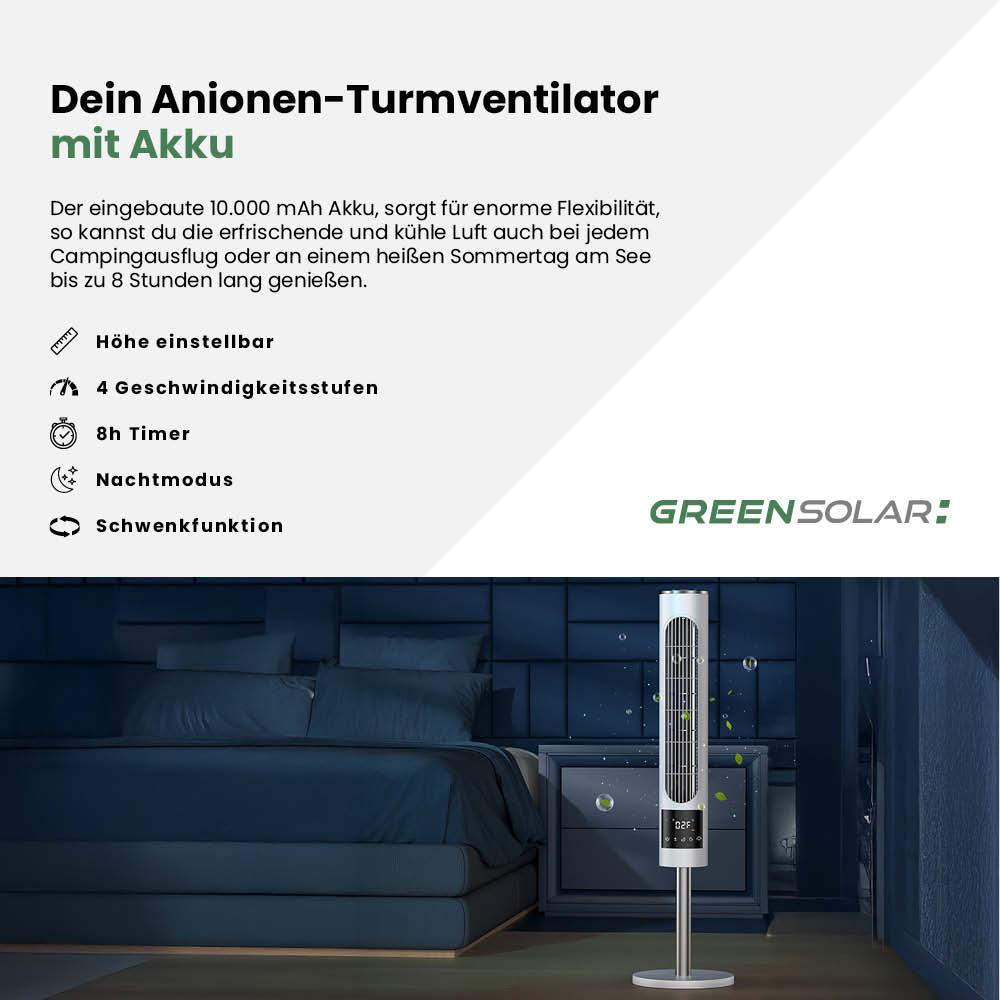 Anione-Turmventilator mit Akku – Bild 2