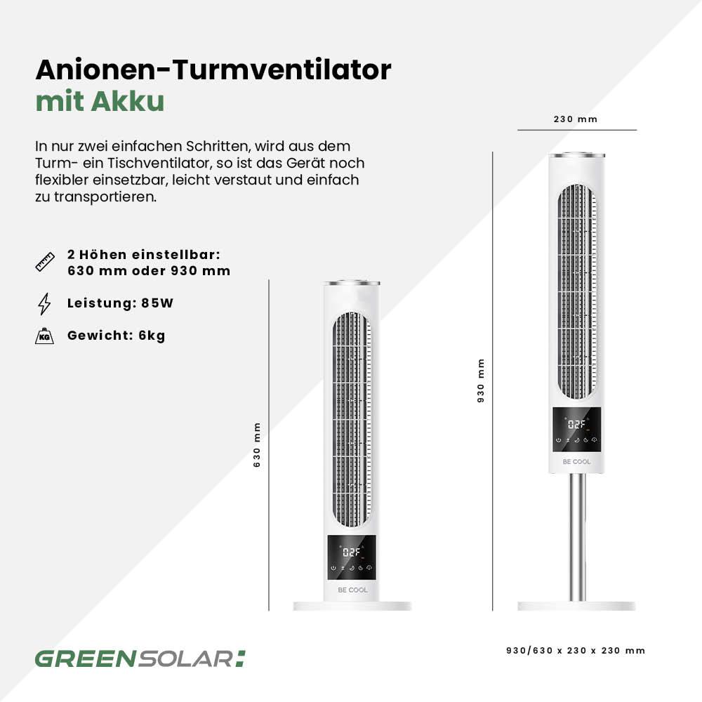 Anione-Turmventilator mit Akku – Bild 4