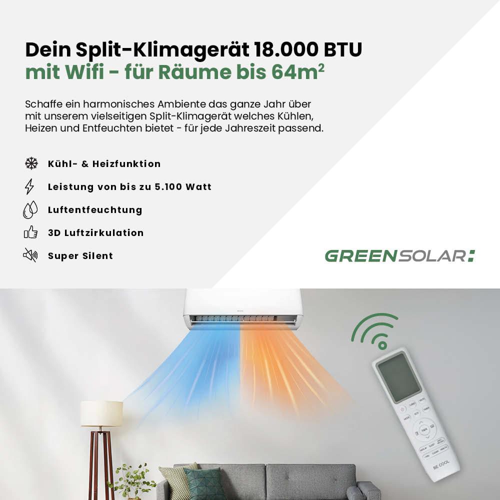 Split-Klimagerät 18.000 BTU mit Wifi (Räume bis 64m²) – Bild 2