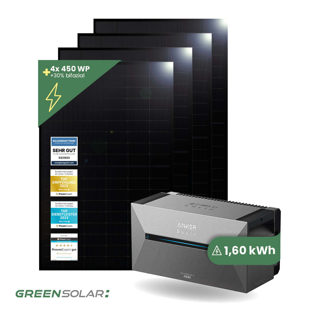 Balkonkraftwerk Basis XL mit Anker SOLIX Solarbank 2 E-1600 Pro