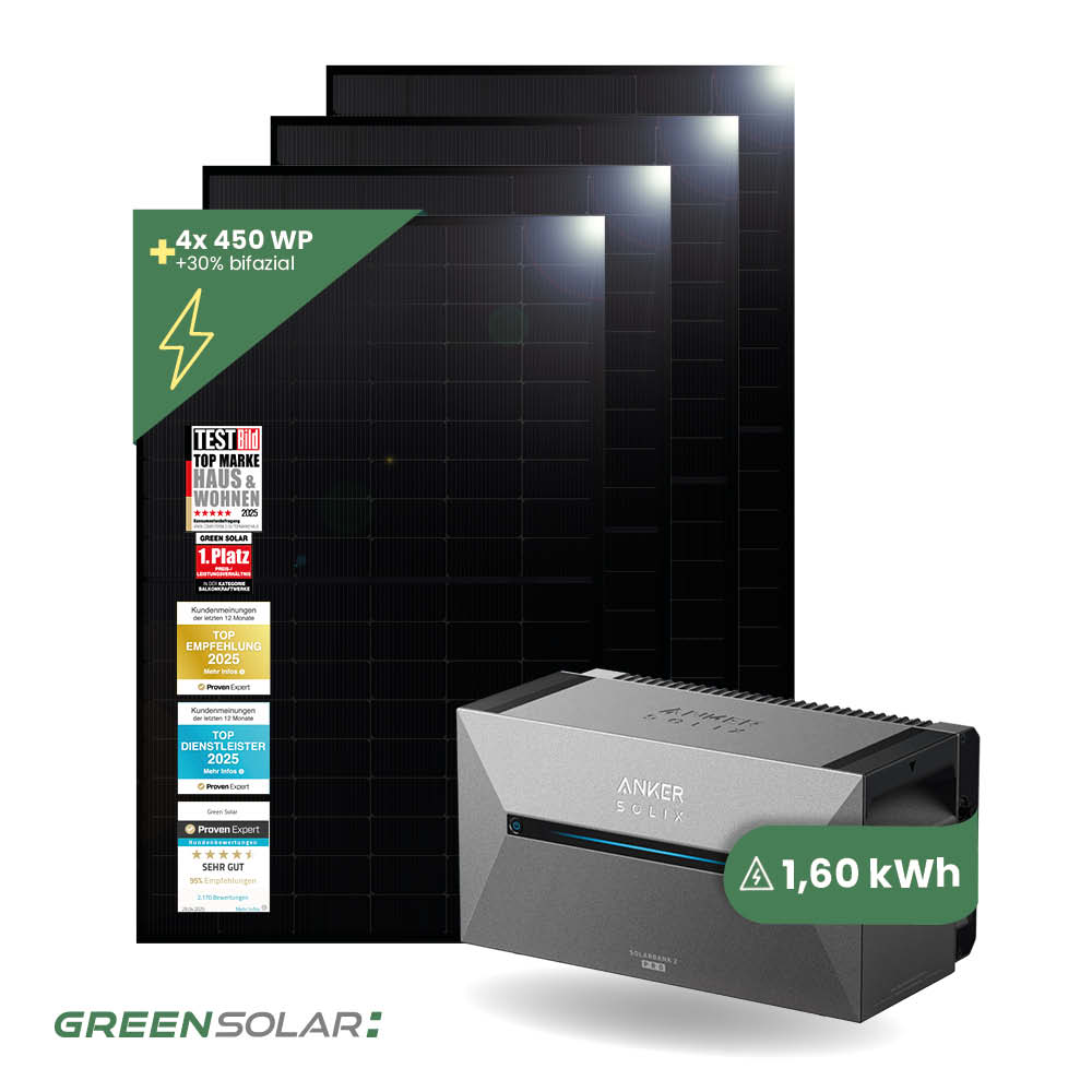 Balkonkraftwerk Basis XL mit Anker SOLIX Solarbank 2 E-1600 Pro