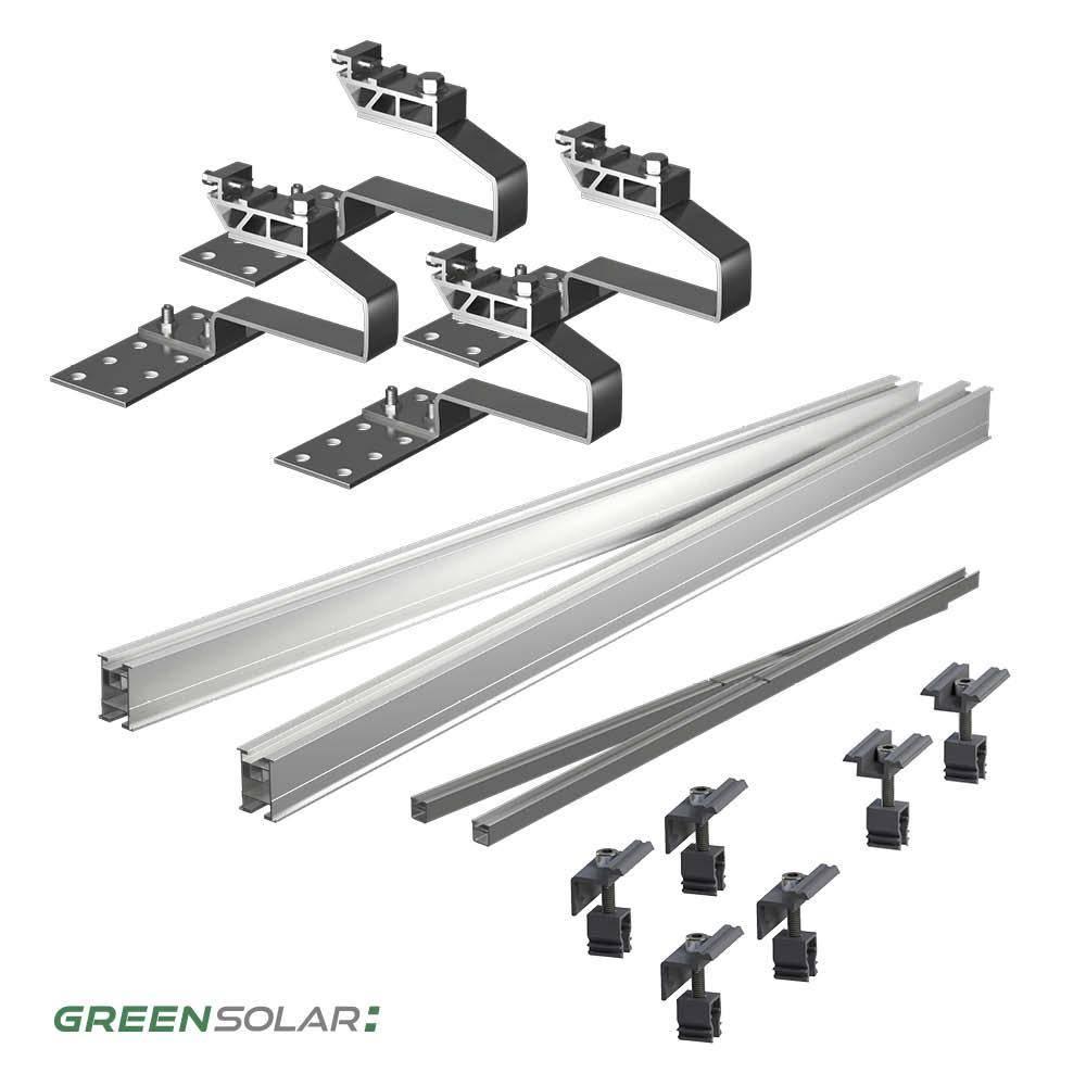 Ziegeldachbefestigung 2 x Grundset & 2 x Erweiterung für insgesamt 4 Module