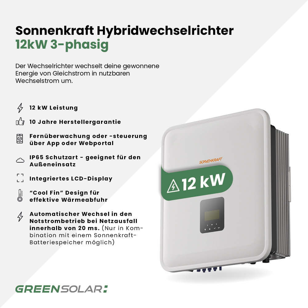 Sonnenkraft Hybridwechselrichter 12kW inkl. Notstromfunktion – Bild 3