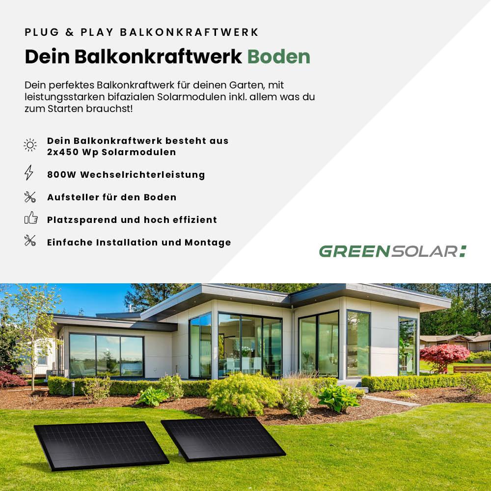 Balkonkraftwerk Boden 900/800 black bifazial – Bild 2