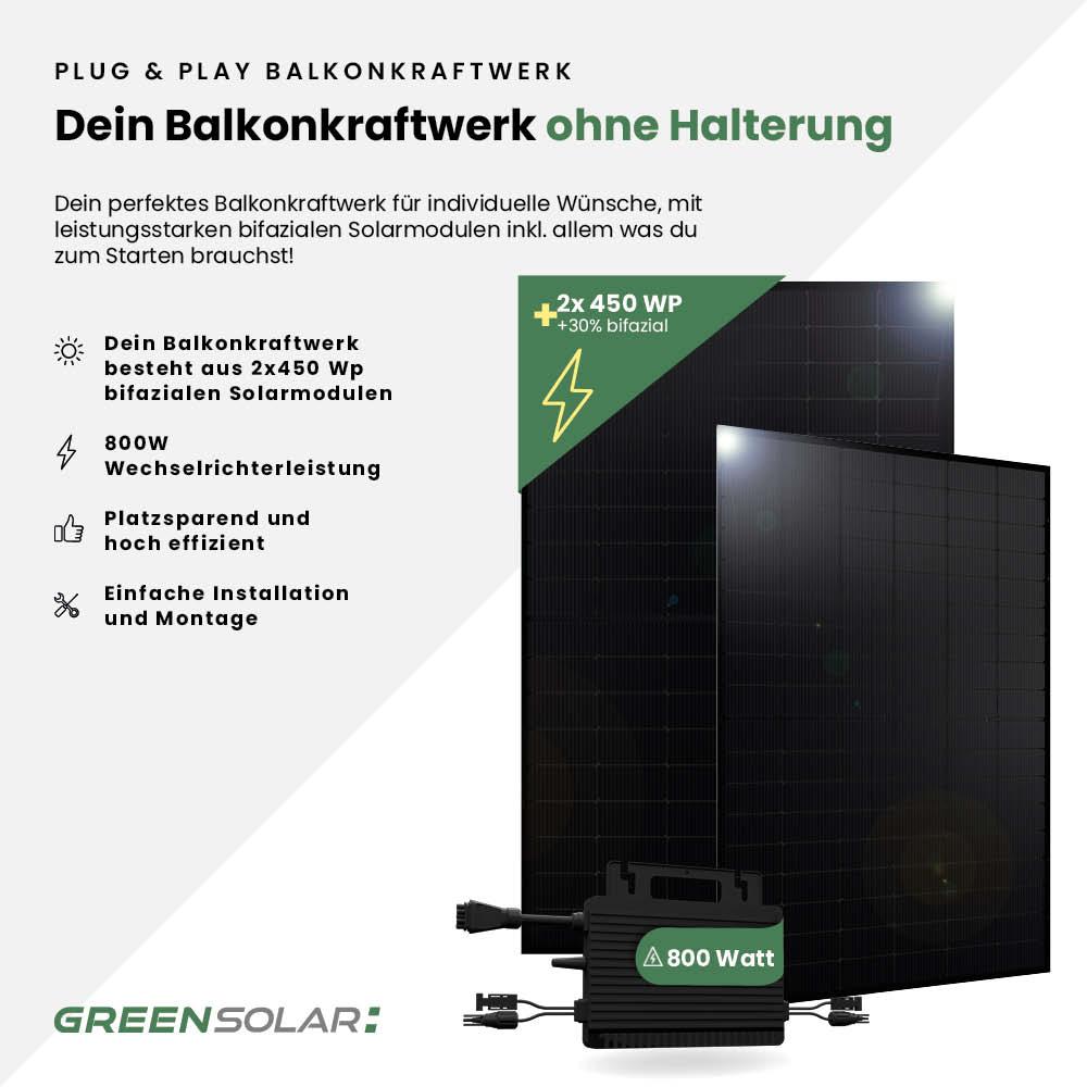 Balkonkraftwerk Basic 900/800 black bifazial – Bild 2