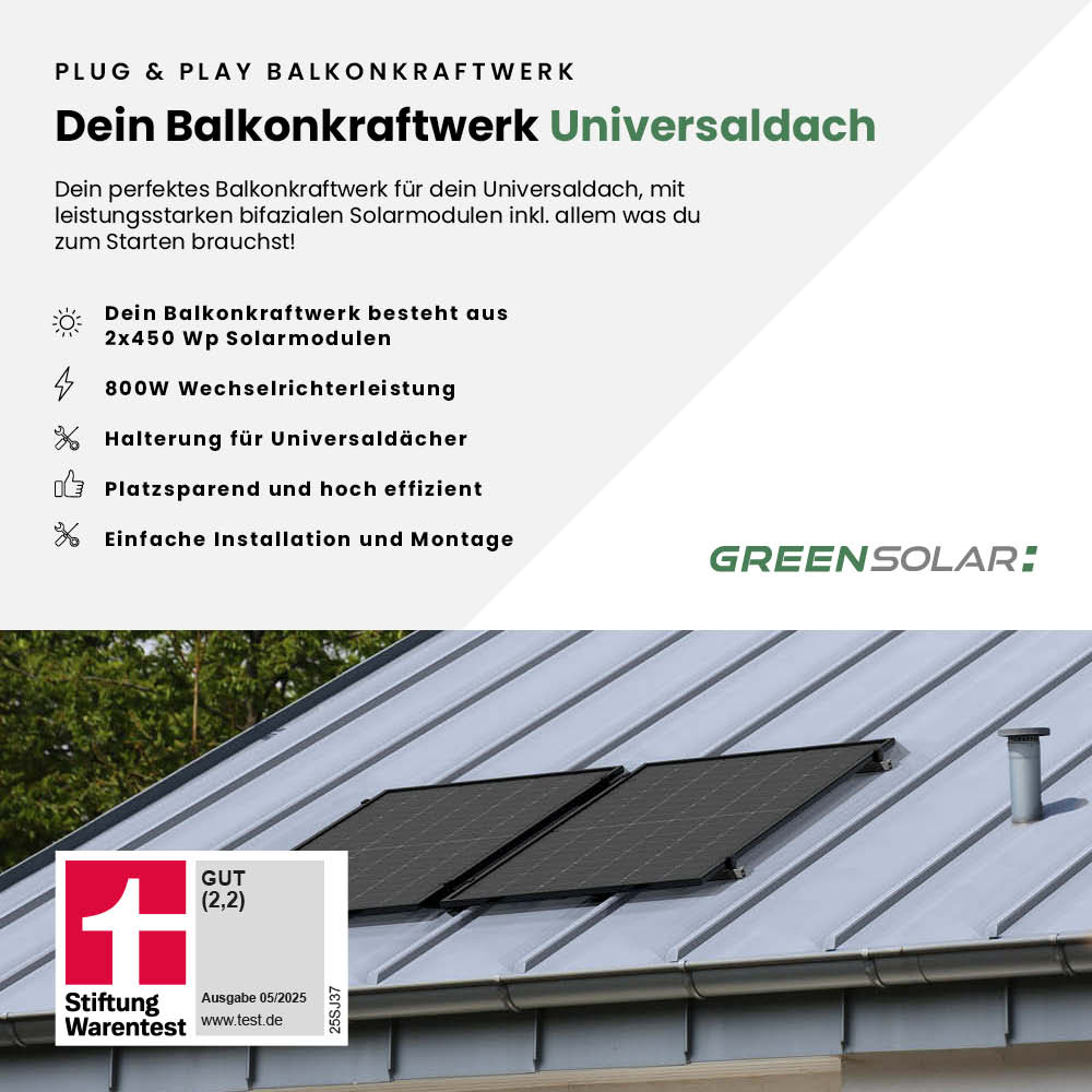 Balkonkraftwerk Universaldach 900/800 black bifazial – Bild 2