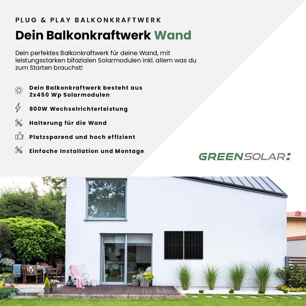 Balkonkraftwerk Wand 900/800 black bifazial – Bild 2