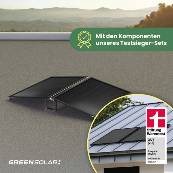 Balkonkraftwerk Flachdach 900/800 black bifazial