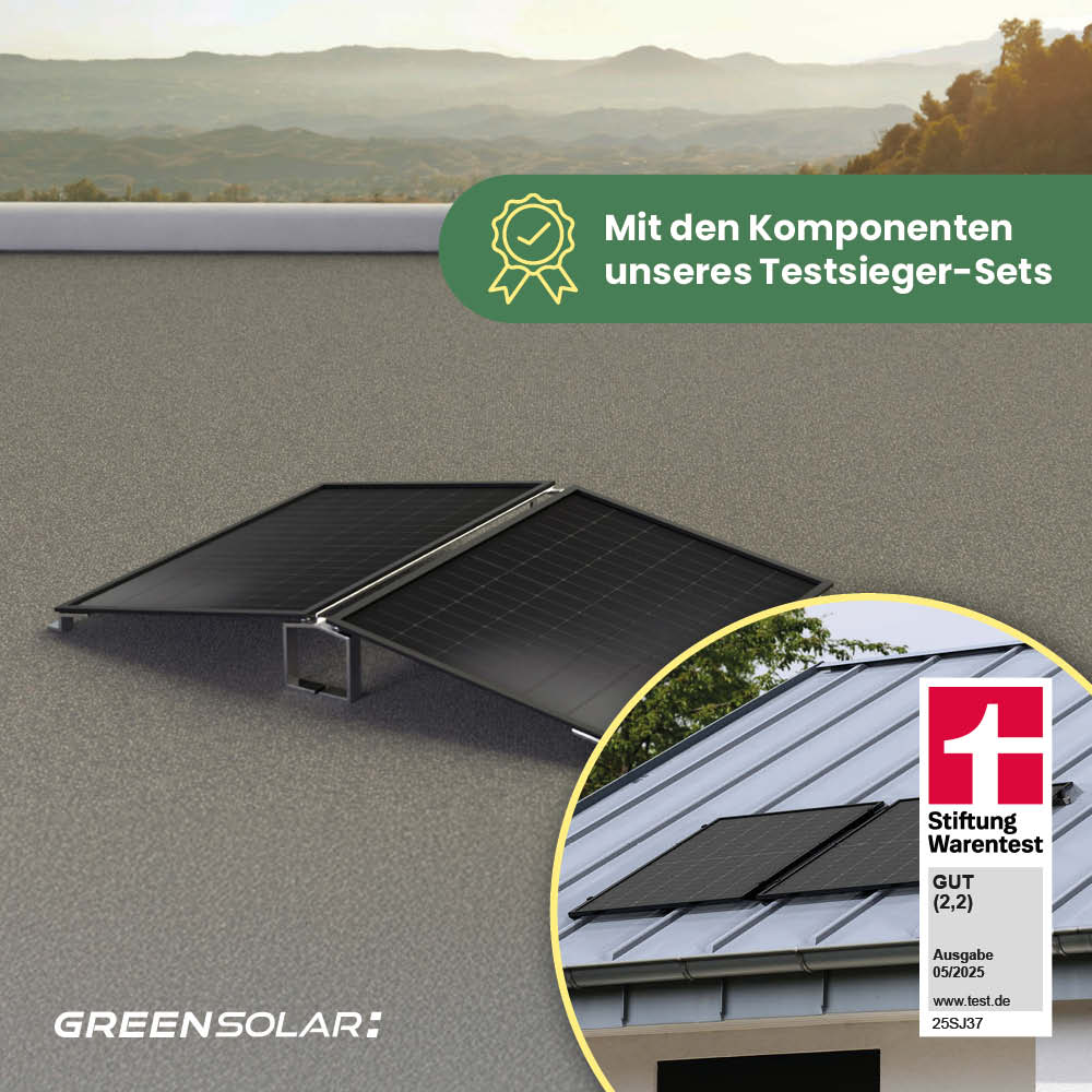 Balkonkraftwerk Flachdach 900/800 black bifazial