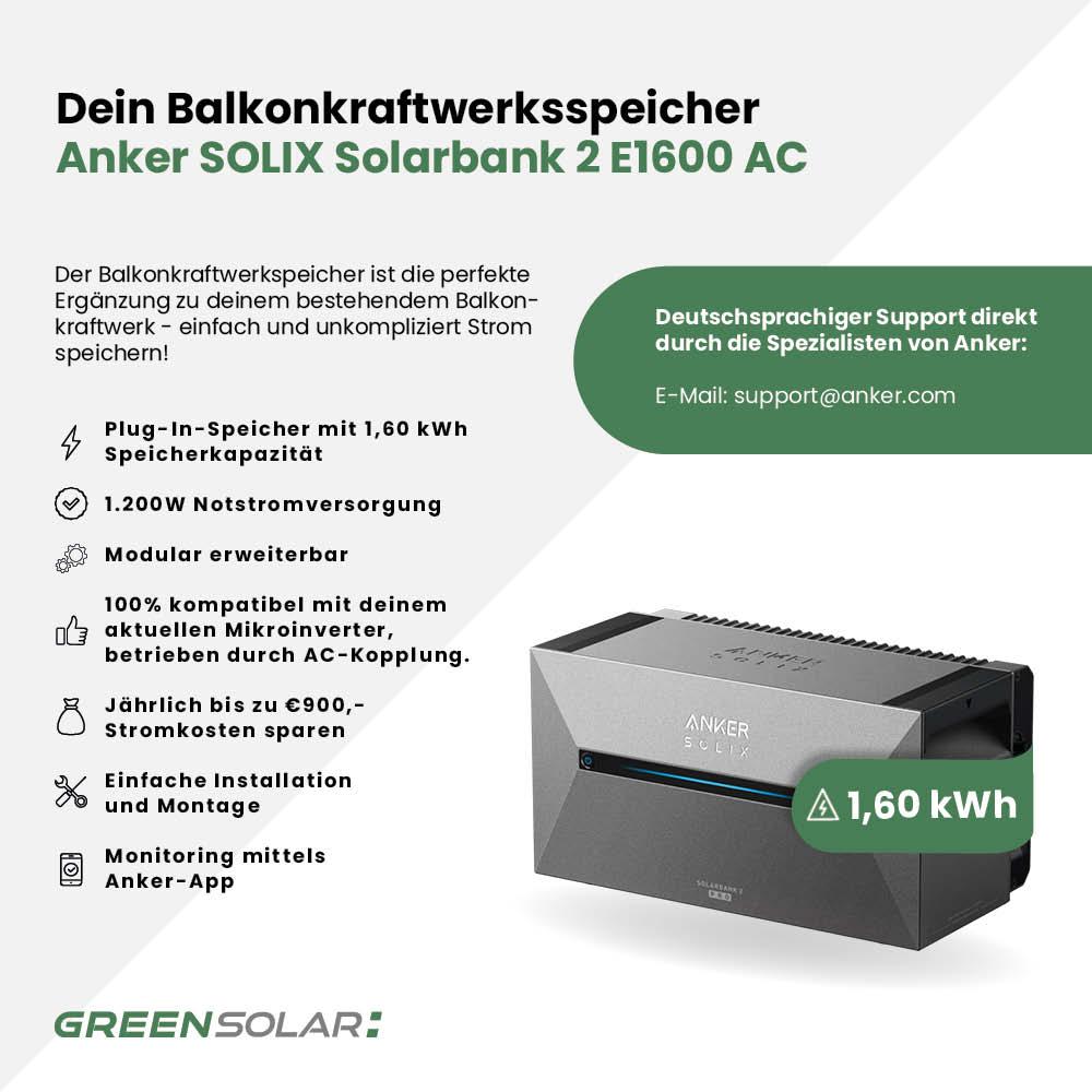 Balkonkraftwerkspeicher Anker Solix Solarbank 2 E1600 AC – Bild 2