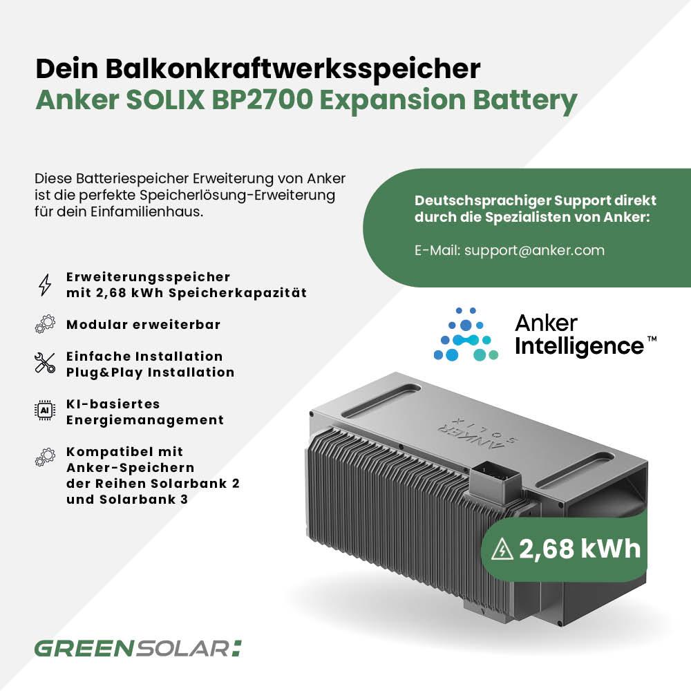 Balkonkraftwerkspeicher Anker SOLIX BP2700 Expansion Battery – Bild 2