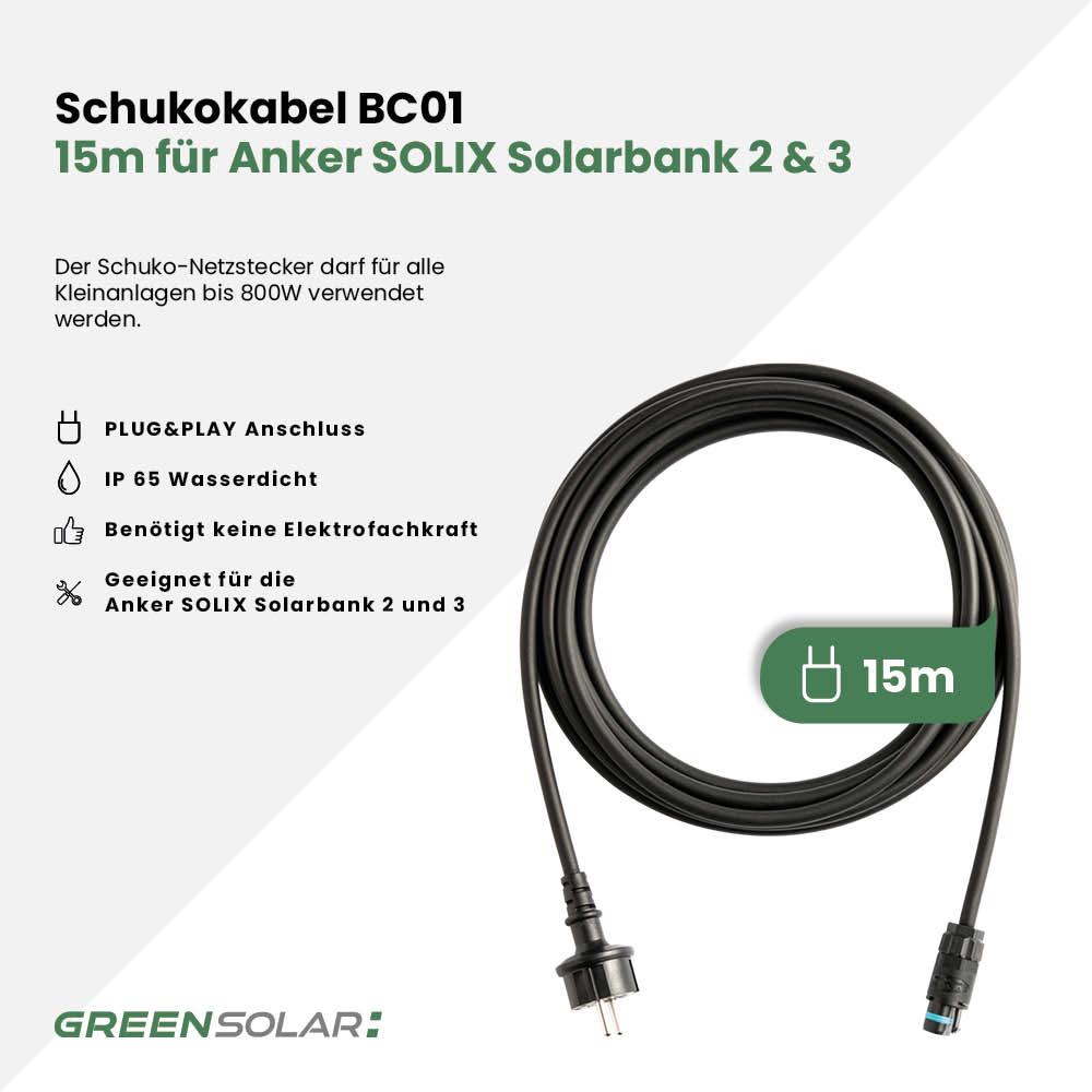Anker SOLIX Solarbank 2/3 Schukokabel 15m – Bild 2