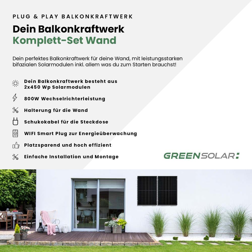 Balkonkraftwerk Wand M - Komplett-Set (900W) – Bild 2