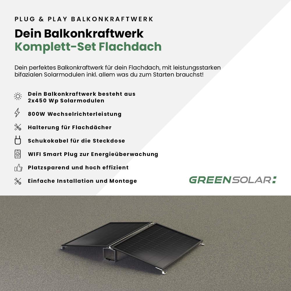 Balkonkraftwerk Flachdach M - Komplett-Set (900W) – Bild 2