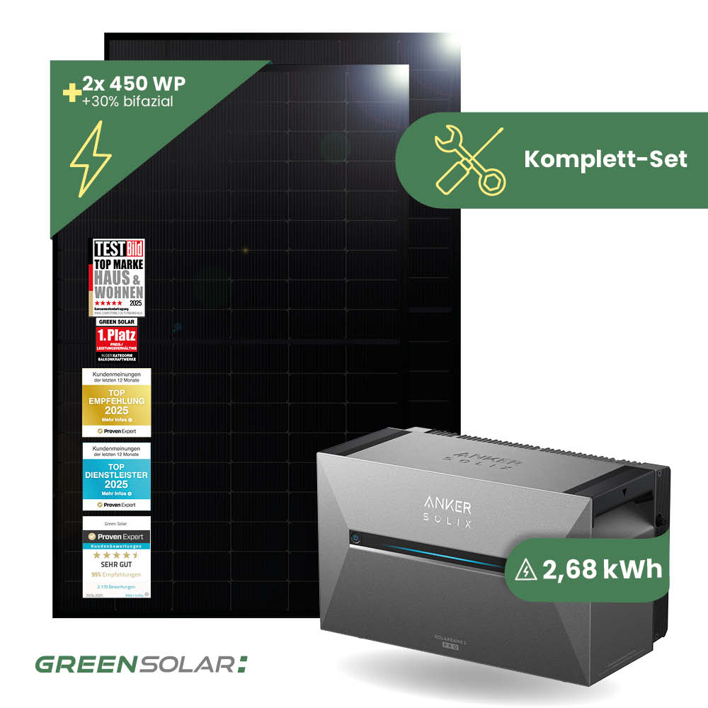 Balkonkraftwerk Basis M – Starter mit Anker Solix Solarbank 3 E2700 Pro