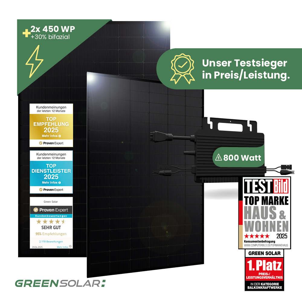 Balkonkraftwerk Basic 900/800 black bifazial