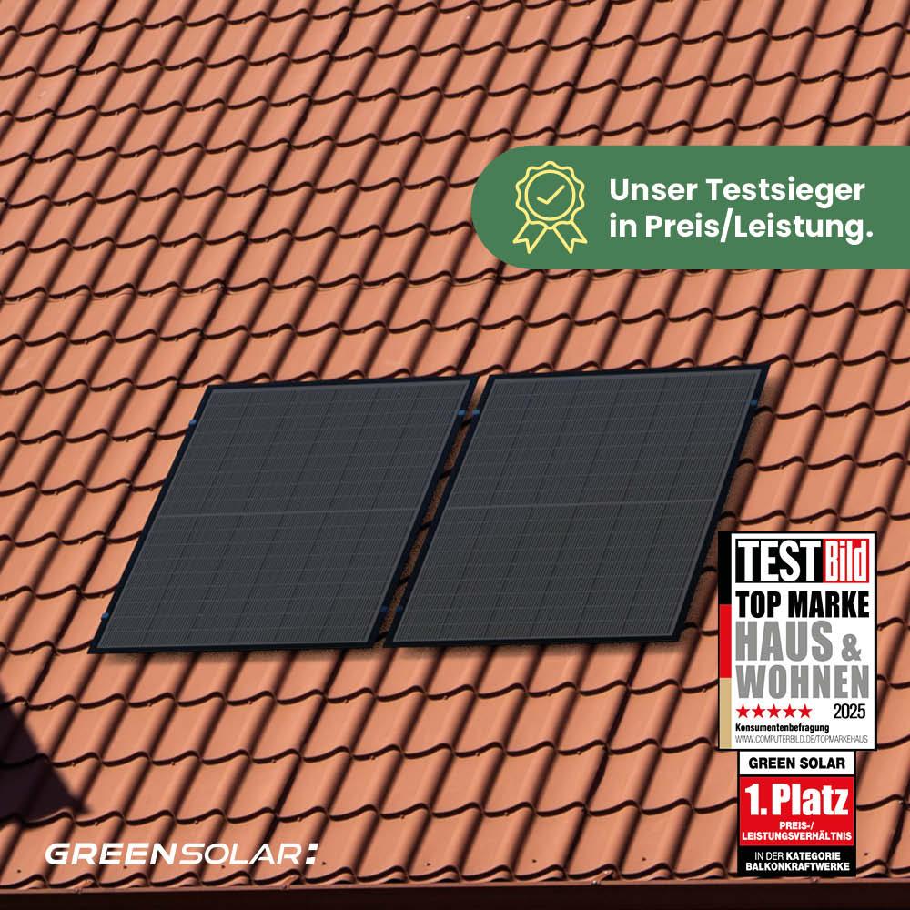 Balkonkraftwerk Ziegelddach 900/800 black bifazial