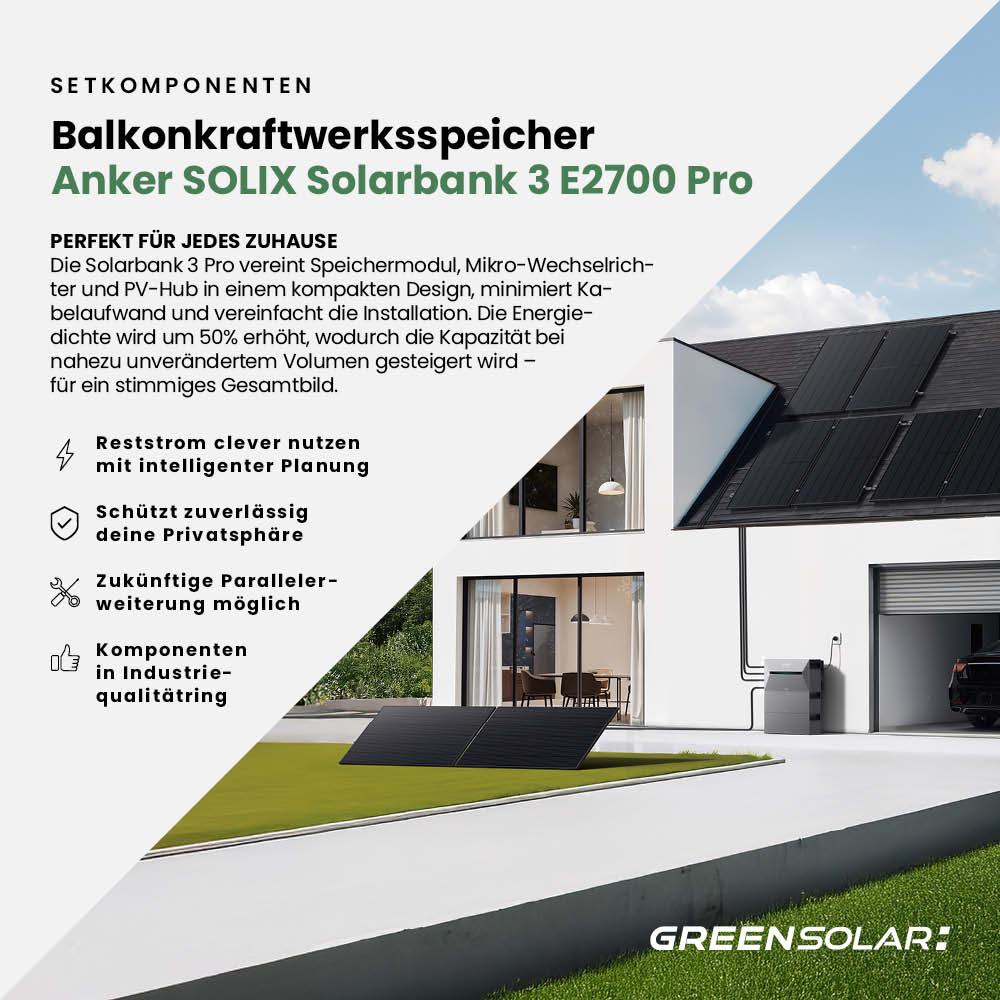 Balkonkraftwerk Basic 3600/800 black bifazial mit Balkonkraftwerkspeicher 2,7kWh "Anker SOLIX Solarbank 3 E-2700 Pro" – Bild 9