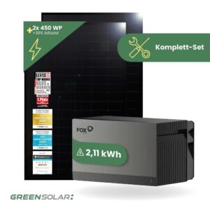 Balkonkraftwerk Basis M Komplettset (900 W) mit Avocado Home Base 2kWh
