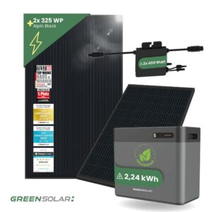 2x Sonnenkraftwerke 325/400W mit Balkonkraftwerkspeicher refurbished 2,24 kWh