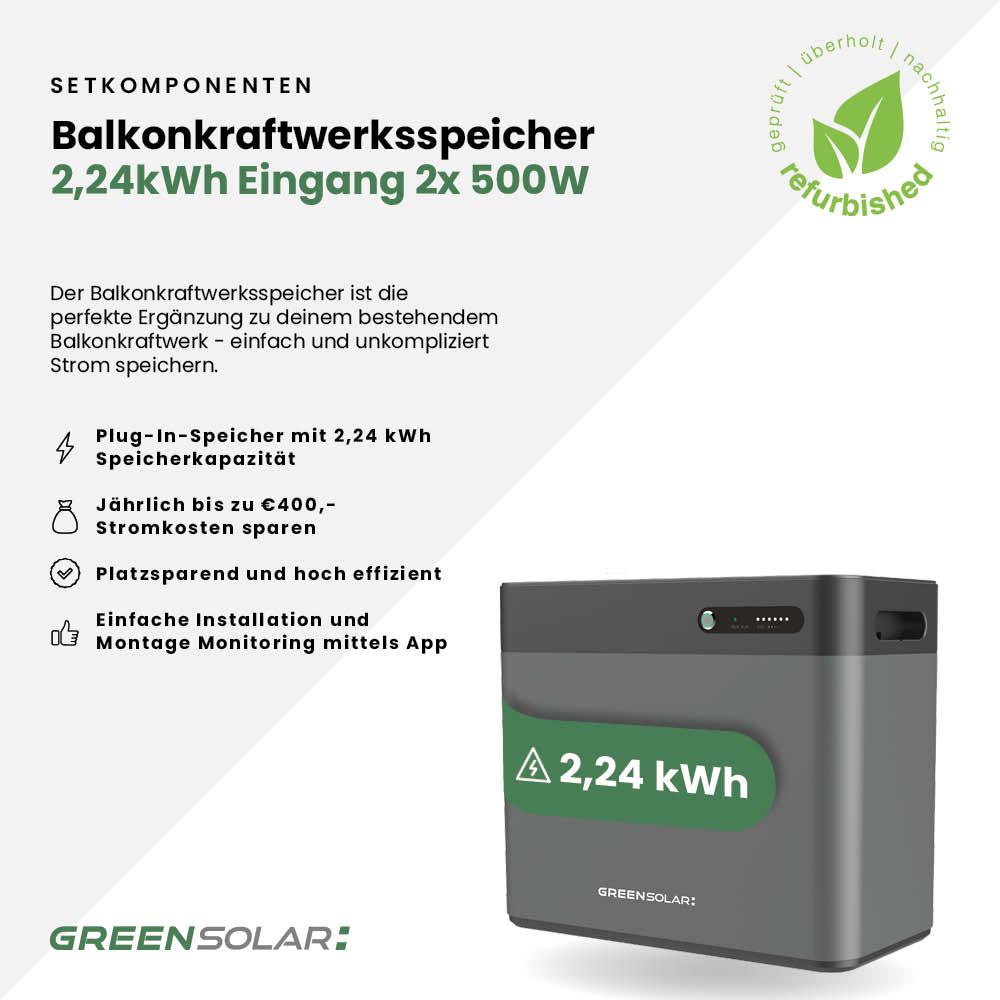 2x Sonnenkraftwerke 325/400W mit Balkonkraftwerkspeicher refurbished 2,24 kWh – Bild 6