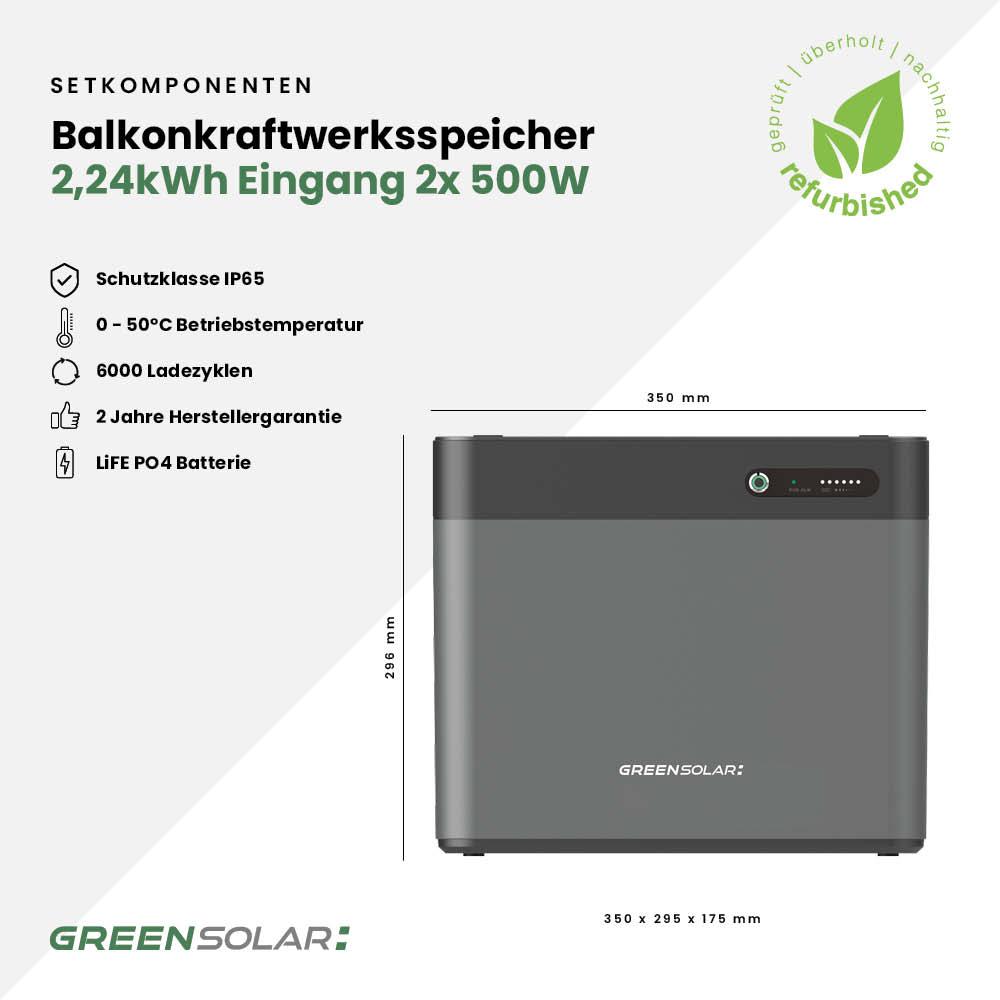 2x Sonnenkraftwerke 325/400W mit Balkonkraftwerkspeicher refurbished 2,24 kWh – Bild 7