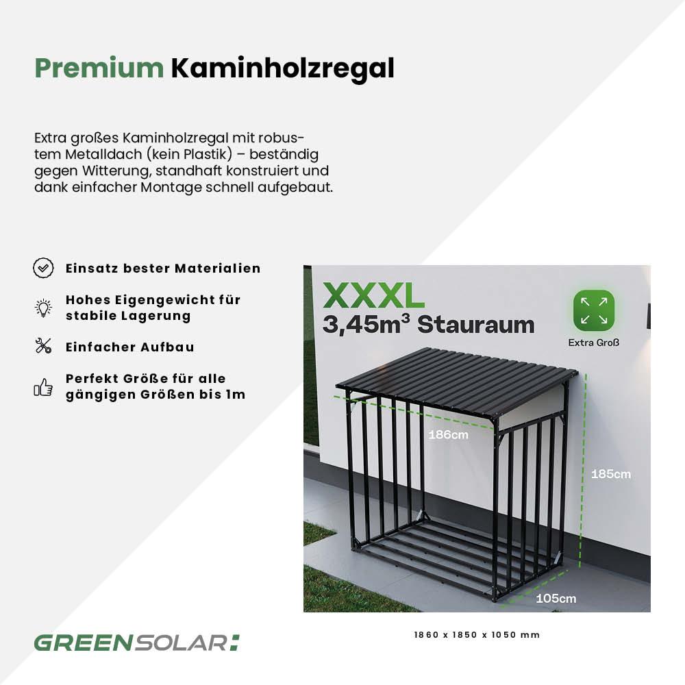 Kaminholzregal 450/400 black bifazial mit Balkonkraftwerk-Speicher 1 x Balkonkraftwerk-Speicher Anker SOLIX Solarbank 2 E1600 – Bild 3