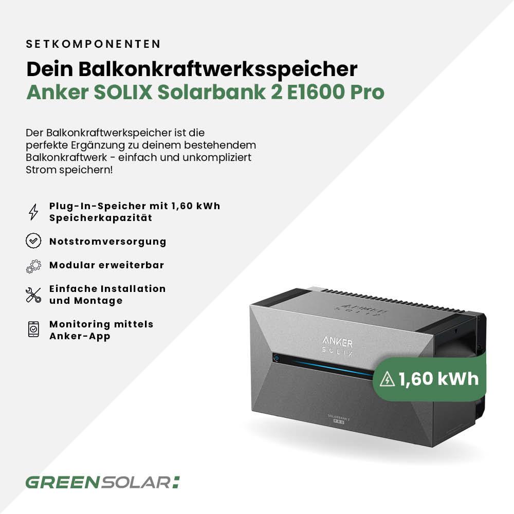 Kaminholzregal mit Balkonkraftwerk 450 Wp und Batteriespeicher Anker SOLIX Solarbank 2 E1600 inkl. Plane – Bild 8